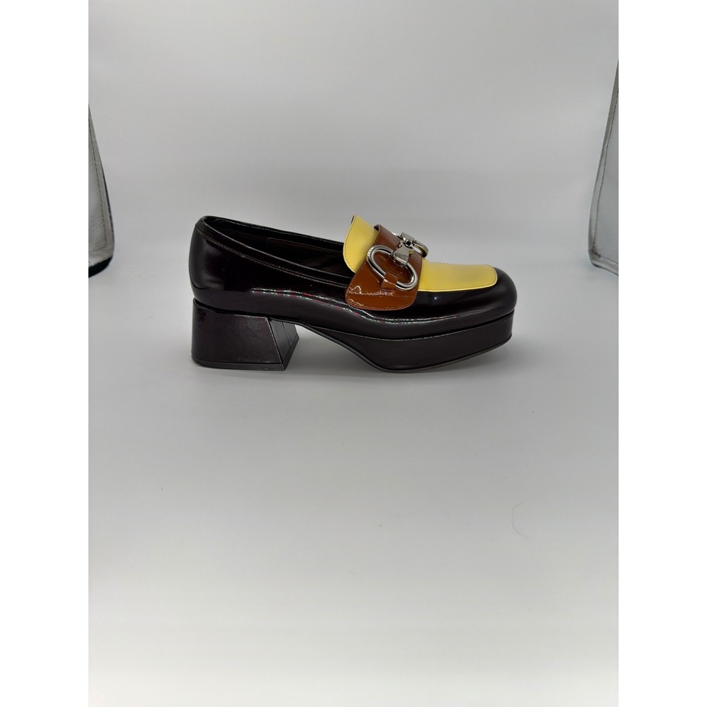 Jeffrey Campbell Tri-Color Patent Leather Platform Horsebit Loafers Burgundy 6.5